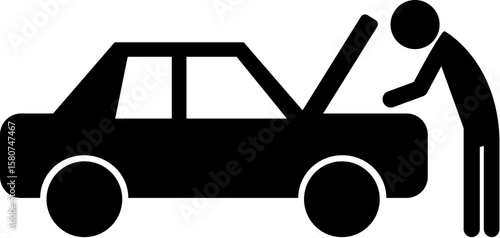 Broken Car Vector Icon – Fill SVG in black – Metaphor for Failure, Crisis, Burnout, and Setbacks