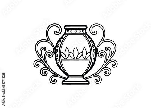 Silhouette of urn isolated on a white background