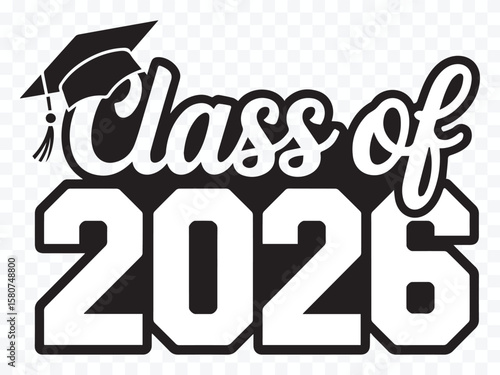 modern class of 2026 graduation typography layout vector template for academic ceremony and party decorations
