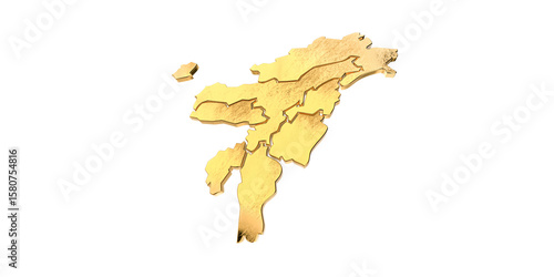 Φωτογραφία northeast india 3D map on golden background stock illustration