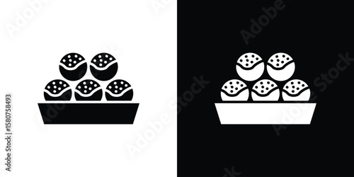 Photos Takoyaki icon design. Black flat style sign for mobile concept