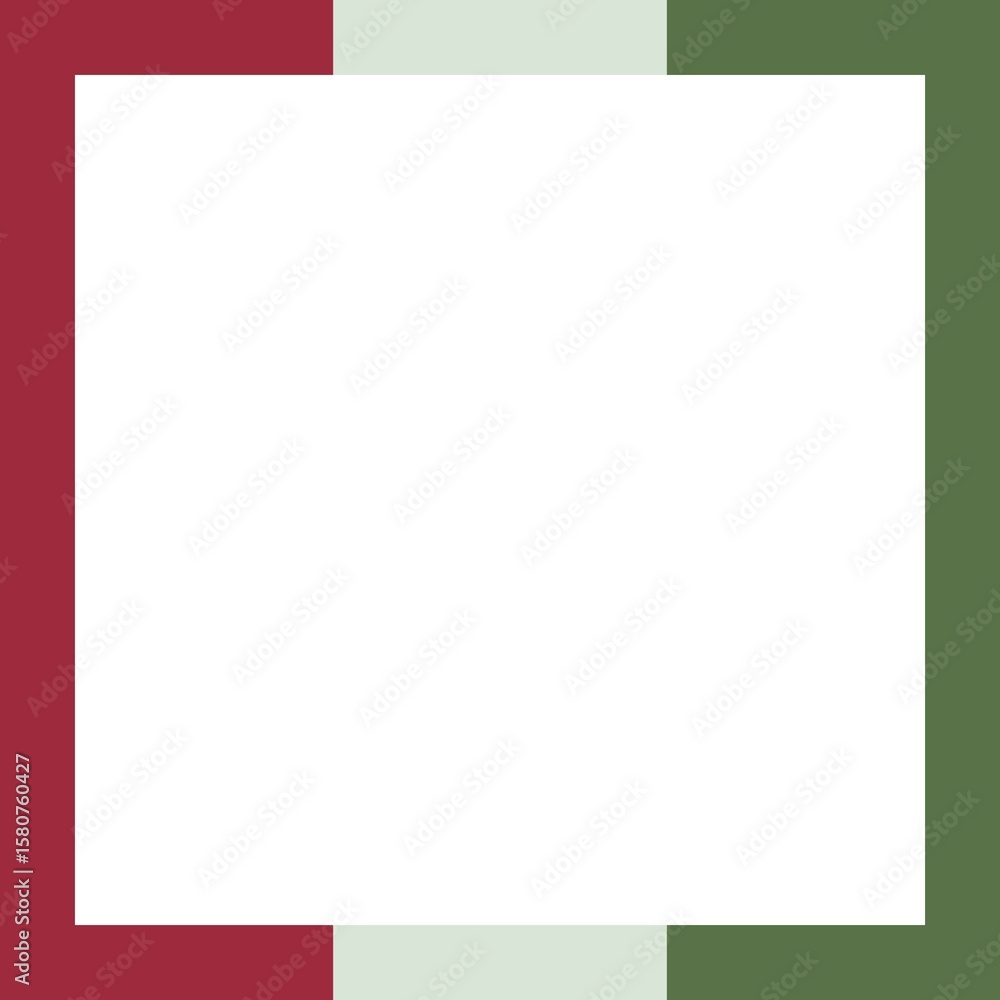 Simple, elegant frame with a white center and muted red, green, and beige borders, ideal for invitations, cards, or social media posts. Simple, elegant frame with a white center and muted red, green, and beige borders, ideal for invitations, cards, or social media posts.