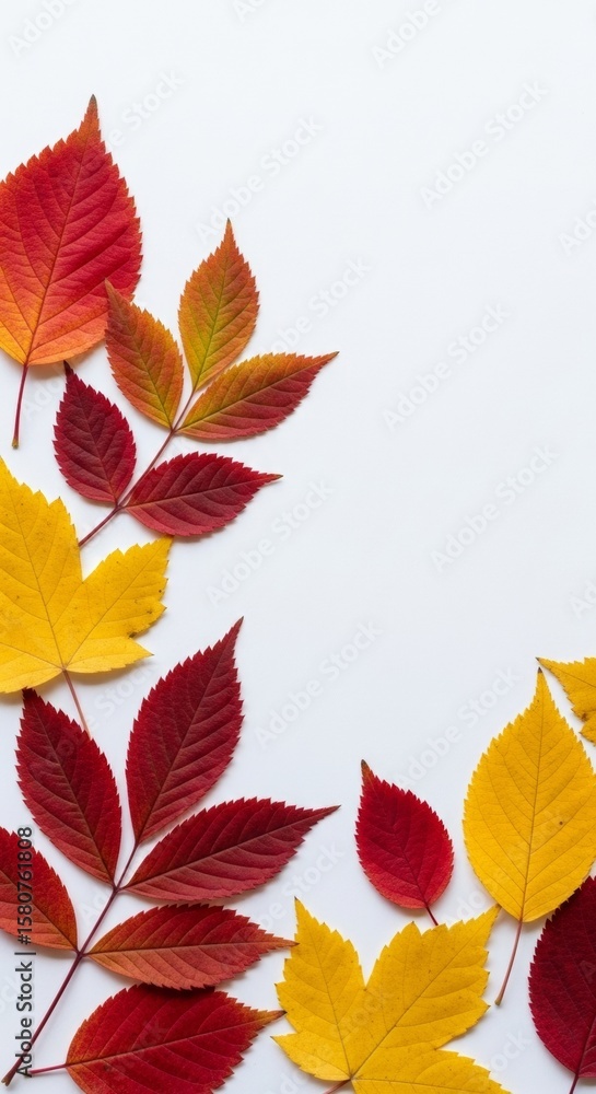 Fototapeta premium Autumn Leaves Arrangement on White Background
