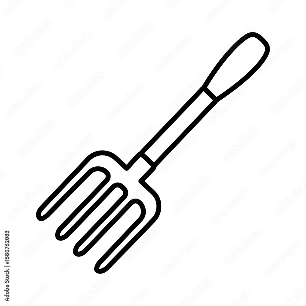 Gardening fork outline illustration on a transparent background Gardening fork outline illustration on a transparent background