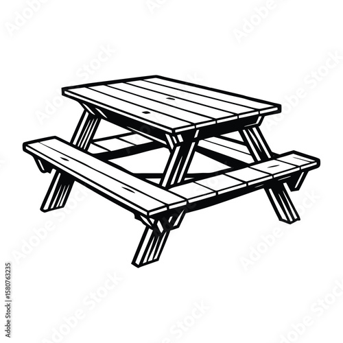 Wooden picnic table silhouette outdoor furniture wooden table