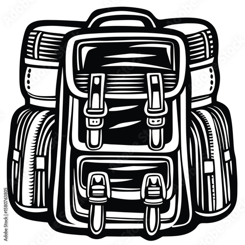 Black and white backpack silhouette rucksack camping