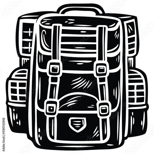 Black and white backpack silhouette rucksack camping