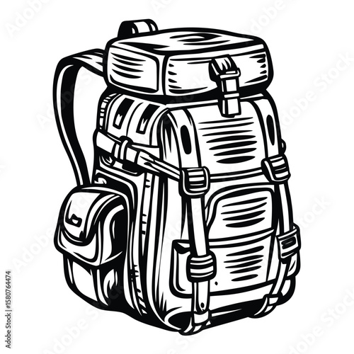 Black and white hiking backpack camping outdoor