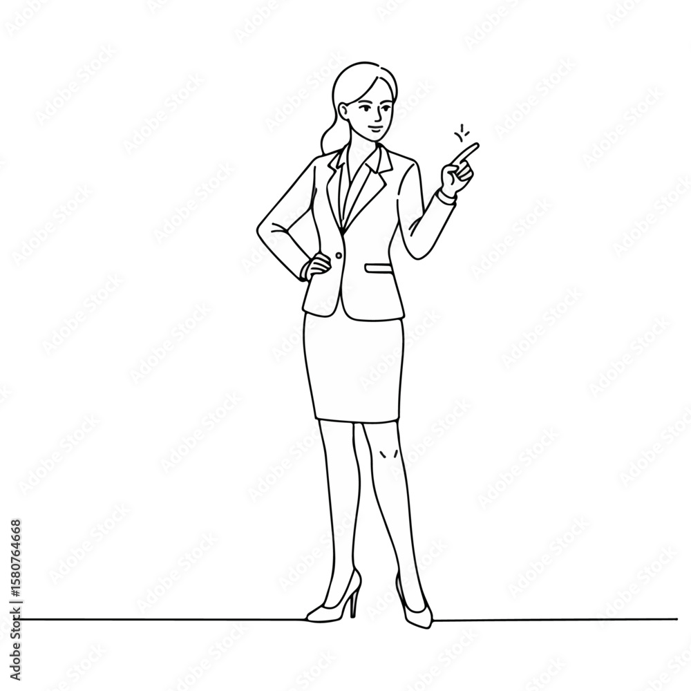 Obraz premium Businesswoman Silhouette Walking Line Art Vector