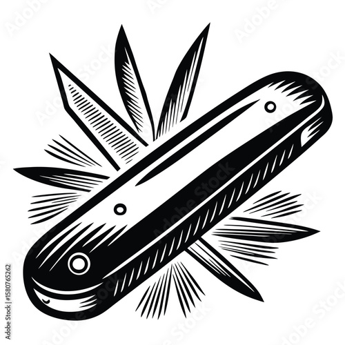 Black and white multi tool knife pocket knife camping