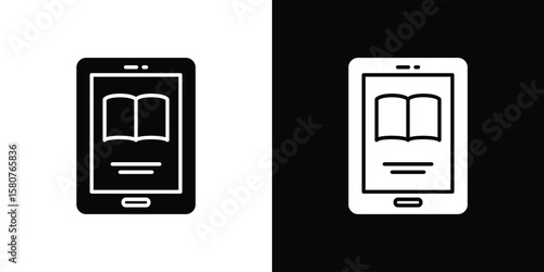 Ebook icon design. Black flat style sign for mobile concept