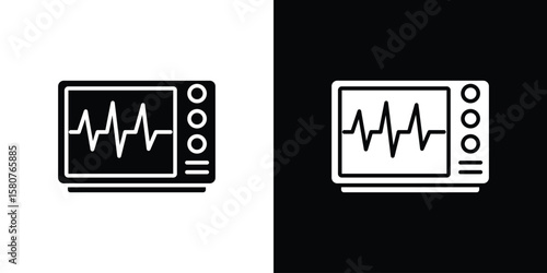 EKG monitor icon design. Black flat style sign for mobile concept