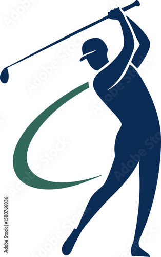 Golfer silhouette line and solid icon, golf concept, Man swinging golf sign on white background, Golf player icon in outline style for mobile concept and web design. Vector graphics. stock illustratio