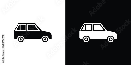 Compact car icon design. Black flat style sign for mobile concept