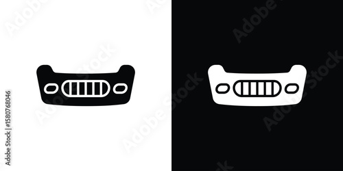 Car bumper icon design. Black flat style sign for mobile concept
