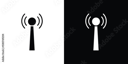 Antenna icon design. Black flat style sign for mobile concept