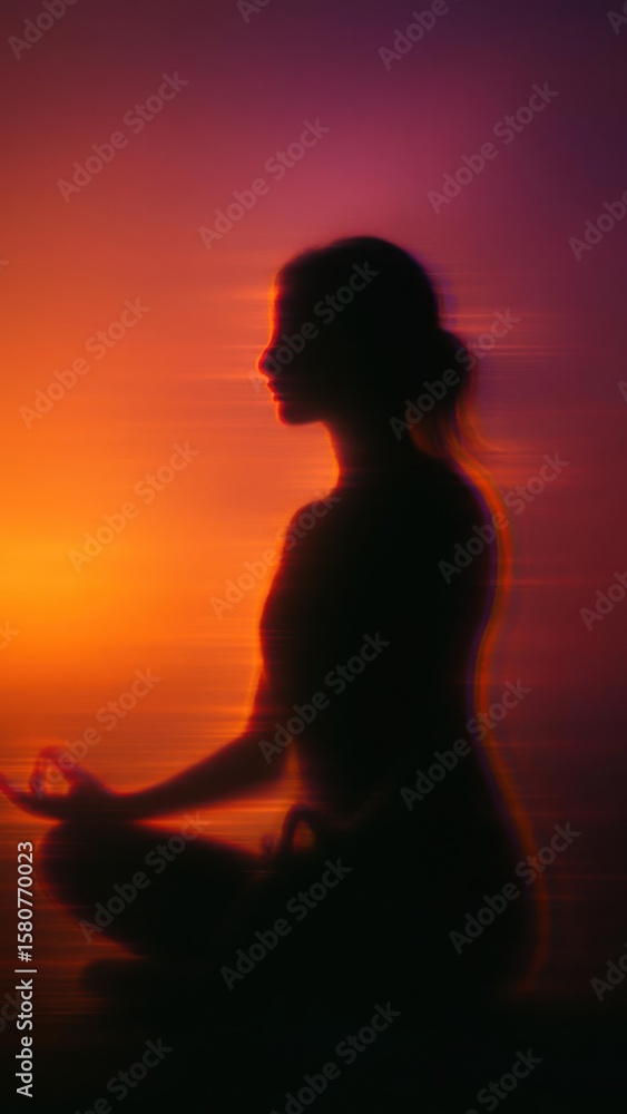 Fototapeta premium Serene silhouette meditation wallpaper.