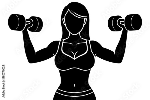 Fit Woman Lifting Dumbbells – Strength Training Workout Pose