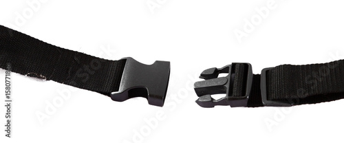 Black Nylon Strap with Plastic Buckle – Adjustable Belt Fastener Isolated