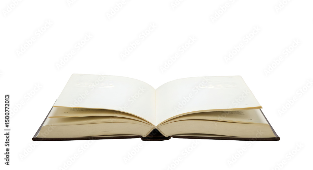 Obraz premium Open book with blank pages against a black background.