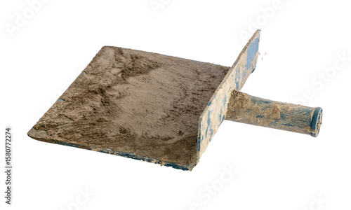 Used Plastering Trowel with Dried Cement – Construction Hand Tool Isolated
