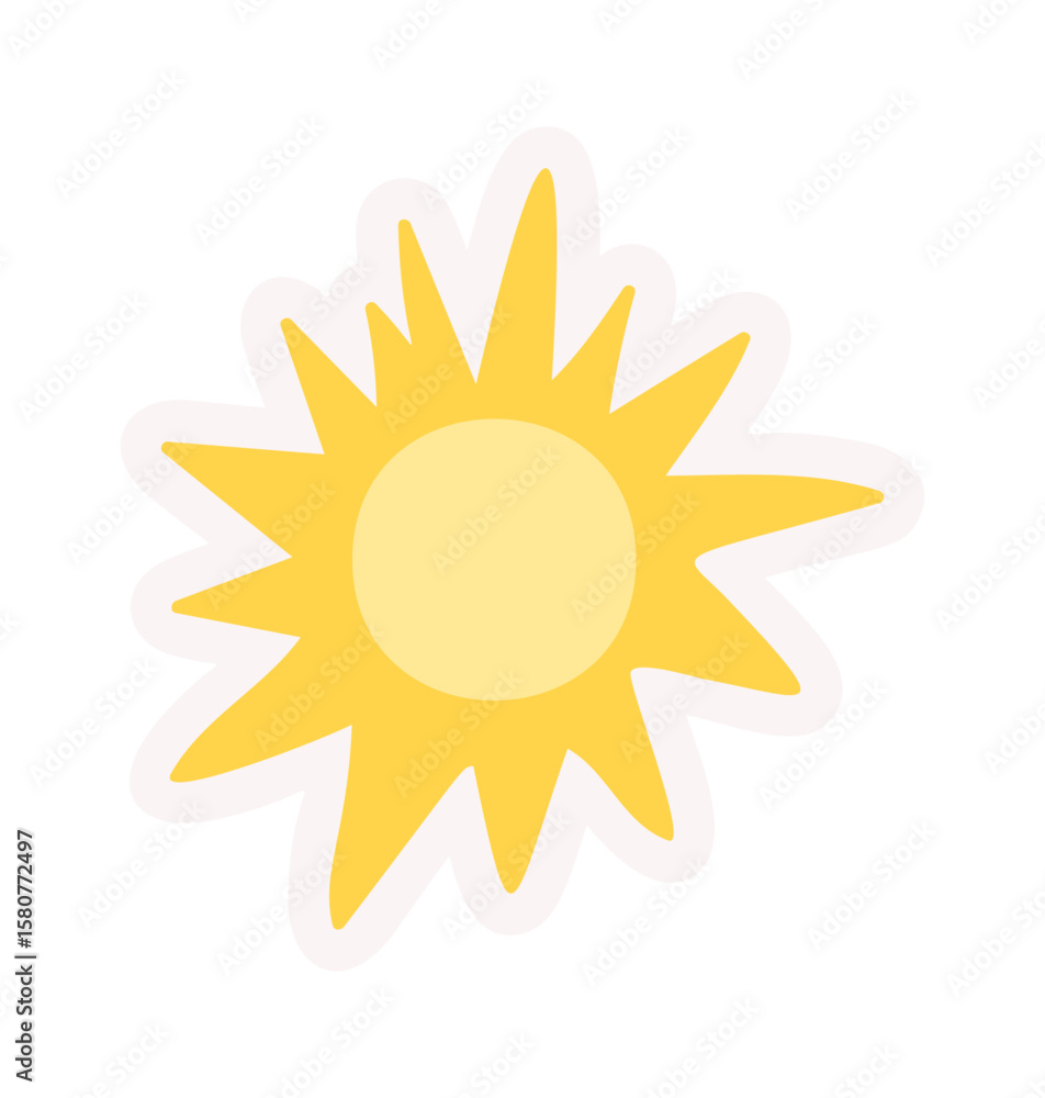 Shiny sun summer sticker design Shiny sun summer sticker design