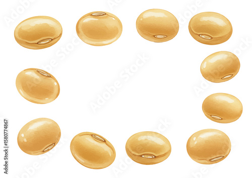 Vector watercolor illustration / 水彩テイストの大豆イラスト