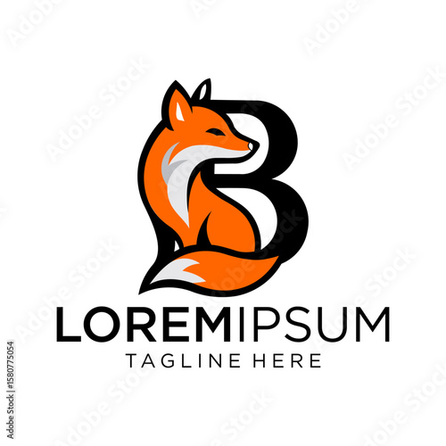 a dynamic logo combining a smart fox with a bold letter B, illustrating creativity, youthful energy, and bold thinking in a modern identity