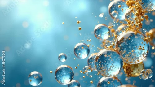 Wallpaper Mural Bubbles of air or oxygen in water or gel. Can also represent a molecule or oil particle in a transparent liquid. Round and blue floating bubbles similar to hyaluronic acid. Shallow depth of field. Torontodigital.ca