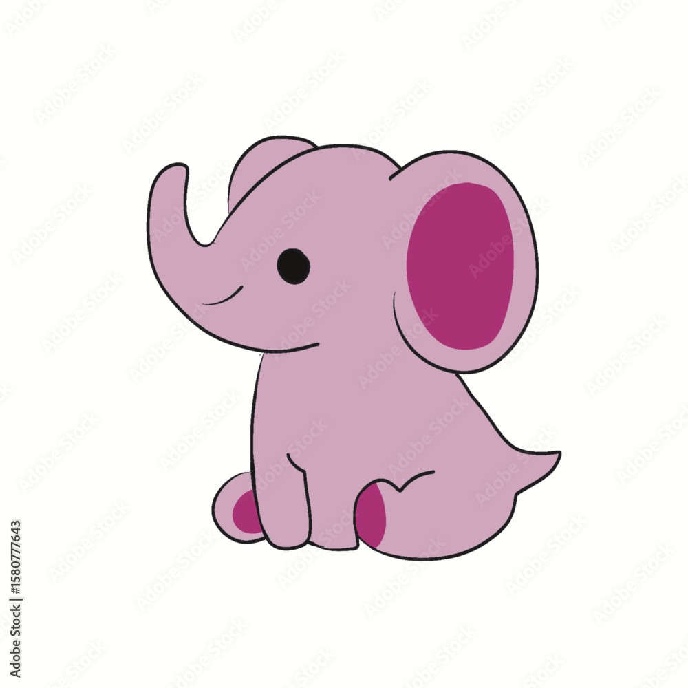 Naklejka premium pink elephant cartoon