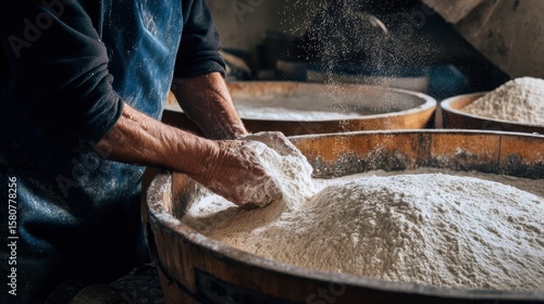 The process of transforming wheat into flour in a traditional wheat milling operation