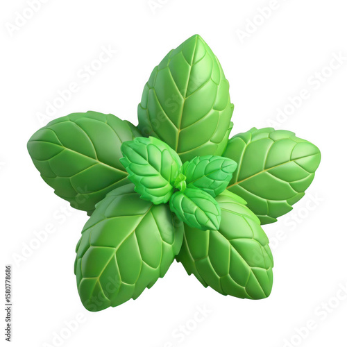 3d rendered fresh mint leaves isolated on transparent background