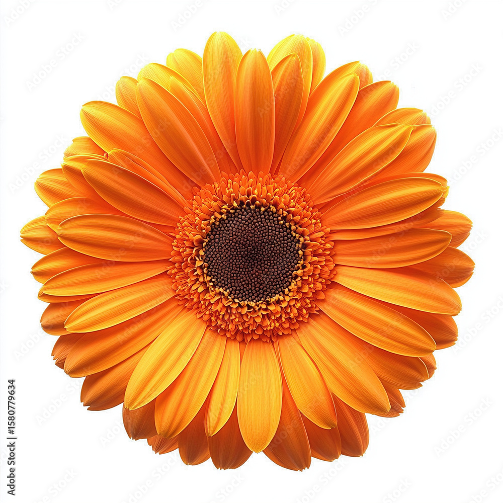 orange gerber daisy isolated on white