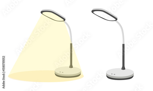 Table lamp vector. School supplies clip art. Back to school. Desk lamp. Lighting equipment clipart set in flat cartoon style isolated on white background.