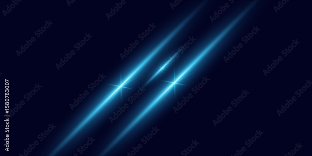 Naklejka premium Futuristic dark background with glowing blue diagonal light streaks