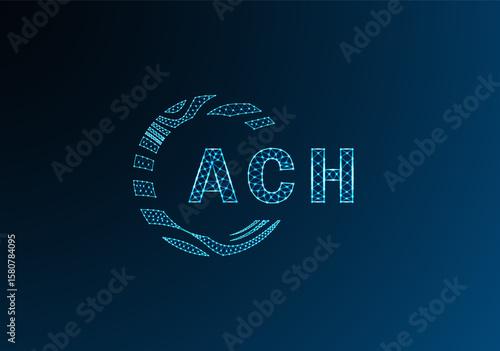 ACH low poly letter logo vector design. ACH lower poly logo design. ACH unique low poly logo design.