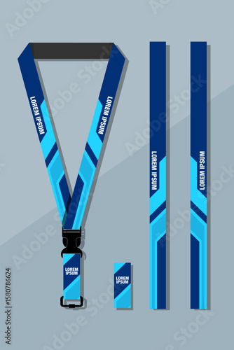 blue Lanyard design modern style for company Template premium EPS 10
