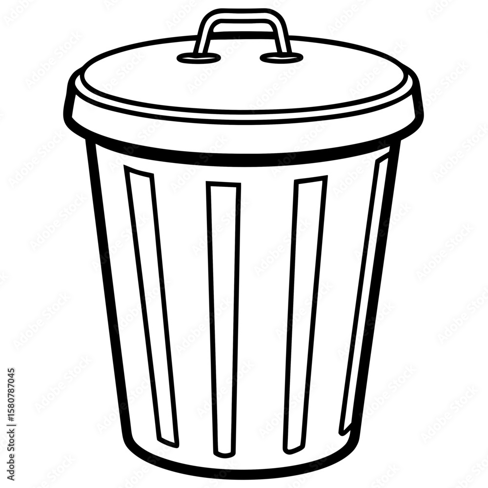 Trash Bin Icon Vector, Simple Silhouette Trash Bin Icon Vector, Simple Silhouette