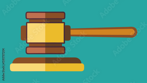 A wooden hammer with a golden handle is shown with a gavel on top of it. The gavel is a symbol of authority and power, and the hammer represents the tool used to enforce the law