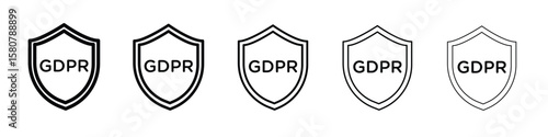 GDPR shield icon symbol, logo illustration. Pixel perfect vector graphics