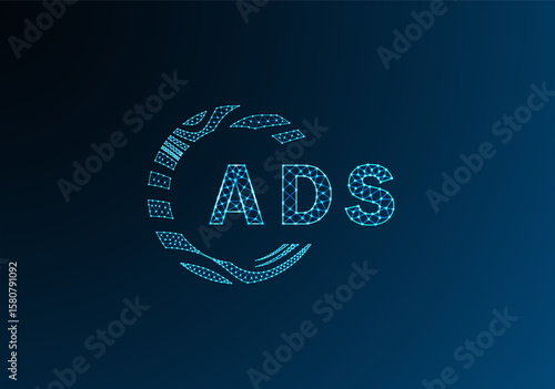 ADS low poly letter logo vector design. ADS lower poly logo design. ADS unique low poly logo design.