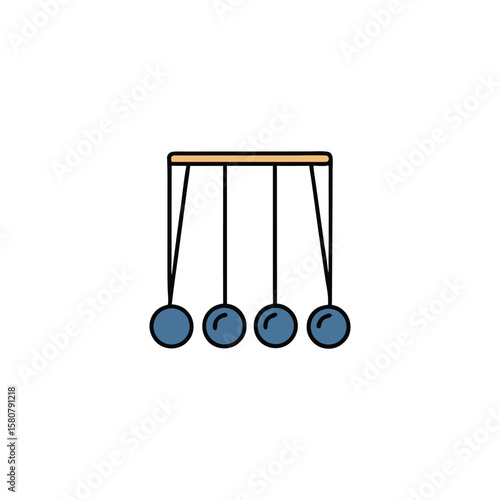 Vector art of newtons cradle isolated on white background demonstrates physics