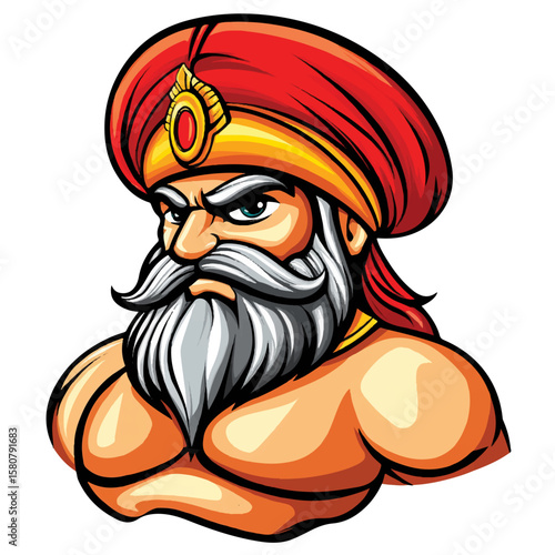 Sikh Clipart illustration, Sikh man, traditional attire, sherwani, turban
