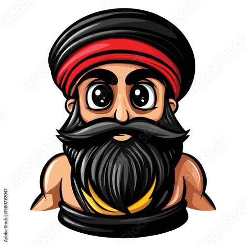 Sikh Clipart illustration, Sikh man, traditional attire, sherwani, turban