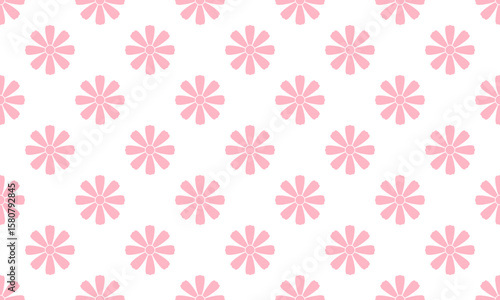 Soft Pink Japanese Cosmos Flower Seamless Vector Pattern for Spring Wedding, Feminine Decor, and Floral Japanese Design