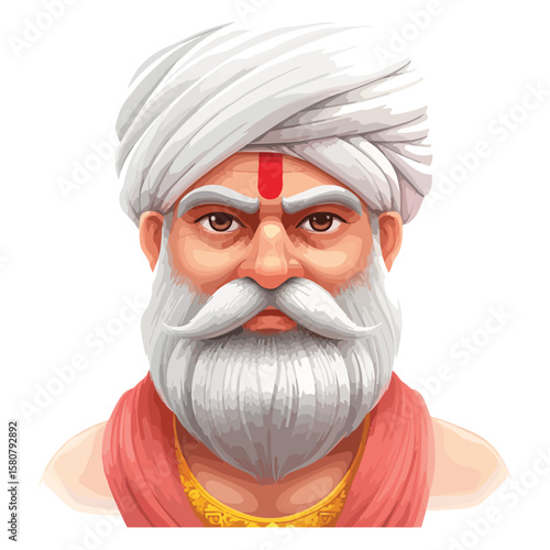 Sikh Clipart illustration, Sikh man, traditional attire, sherwani, turban