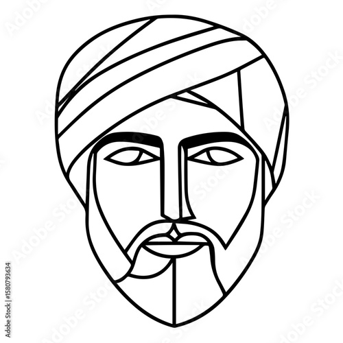Sikh Clipart illustration, Sikh man, traditional attire, sherwani, turban