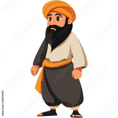 Sikh Clipart illustration, Sikh man, traditional attire, sherwani, turban