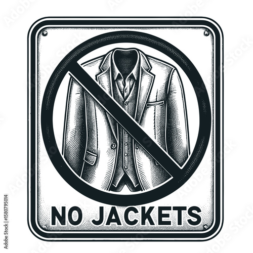 Prohibition sign illustrated in black and white, showing restriction