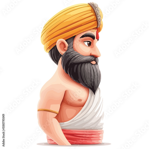 Sikh Clipart illustration, Sikh man, traditional attire, sherwani, turban
